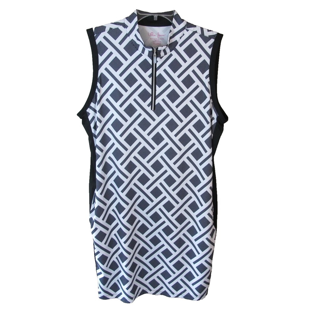 Lilly Green Black & White 1/4 Zip Sheath Dress Women's XL UPF‎ 50 Stretch